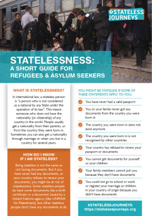 Statelessness: A short guide for refugees and asylum seekers